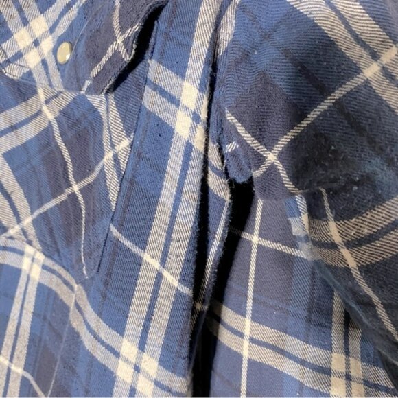 Forcefield Blue Plaid Snap Front Insulated Work Shirt Jacket Shacket M - Picture 9 of 16